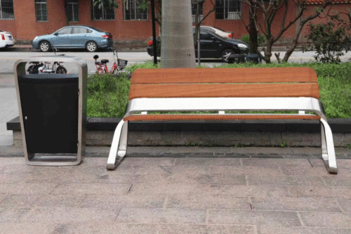 Wood benches for public park