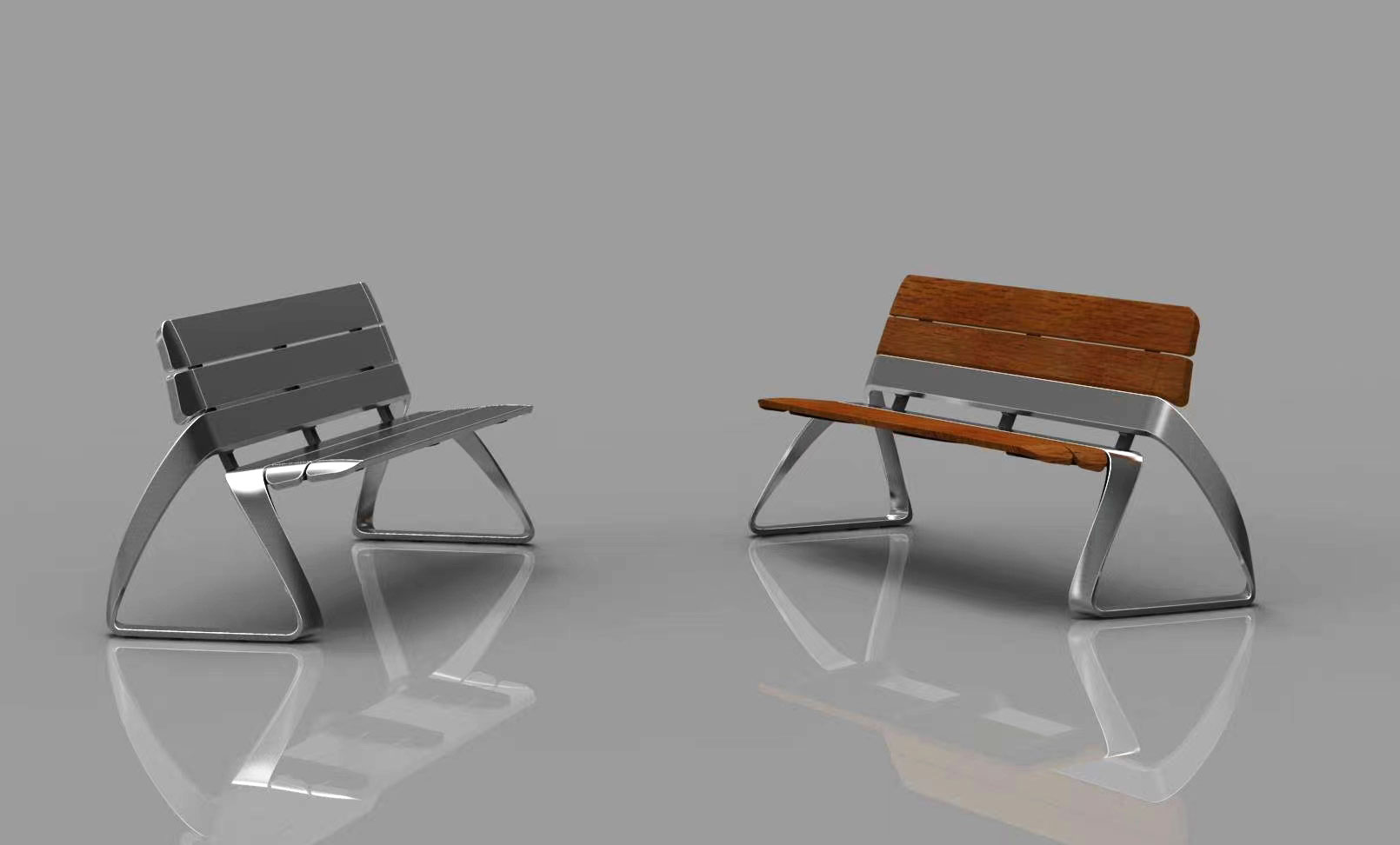 Wood benches for public park