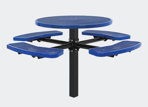 Embedded Round picnic table with four benches