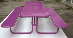 portable public commercial perforated steel picnic table