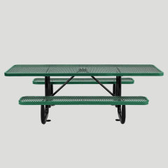 Rectangular Extended Metal Picnic Table with Wheelchair Accessible