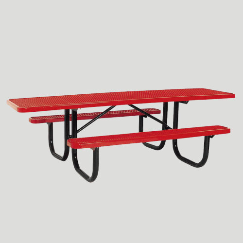 Rectangular Extended Metal Picnic Table with Wheelchair Accessible