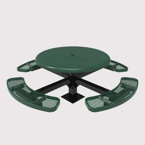 Round Pedestal Solid Top Thermoplastic Steel Picnic Table