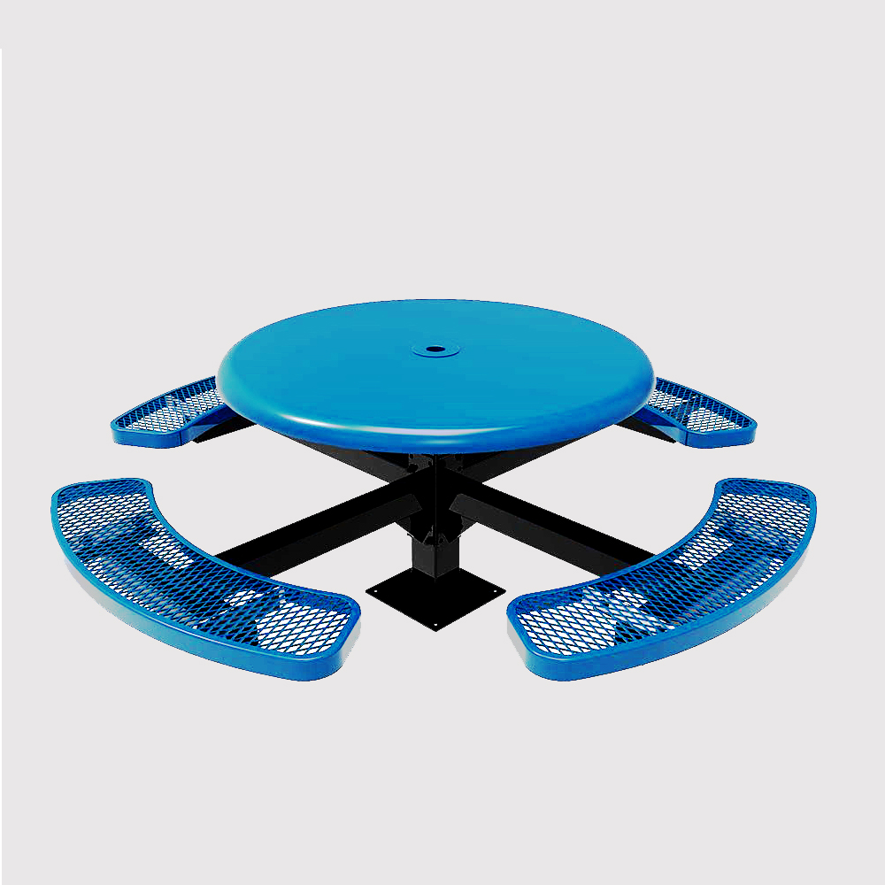 Round Pedestal Solid Top Thermoplastic Steel Picnic Table
