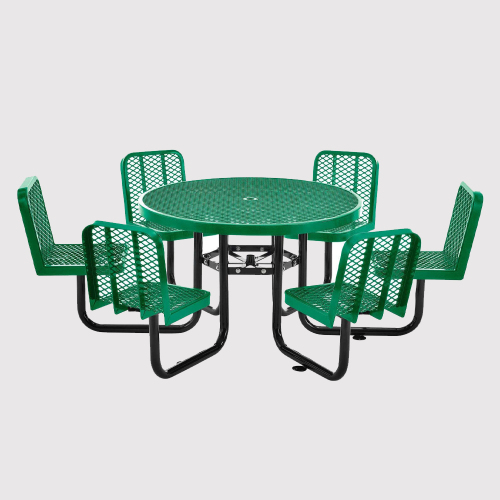 Round Thermoplastic Picnic Table WIth 6 Chairs