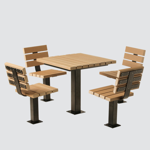 Wooden outdoor table and chairs