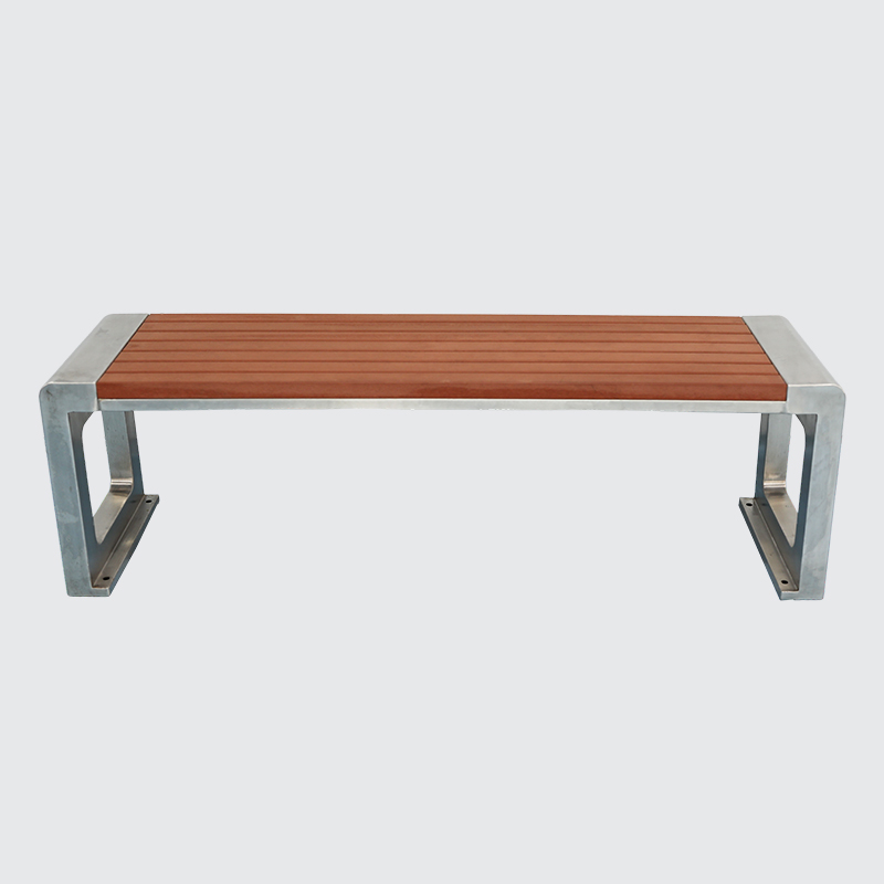 outdoor backless wood simple park bench