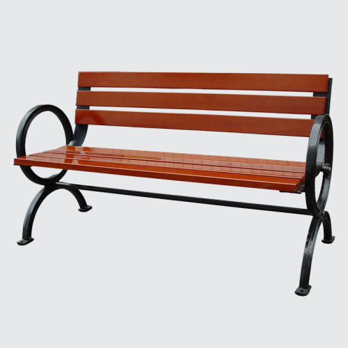 public wooden bench with back