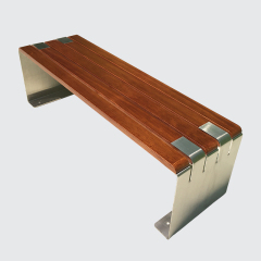 Design custom backless street park furniture wooden bench