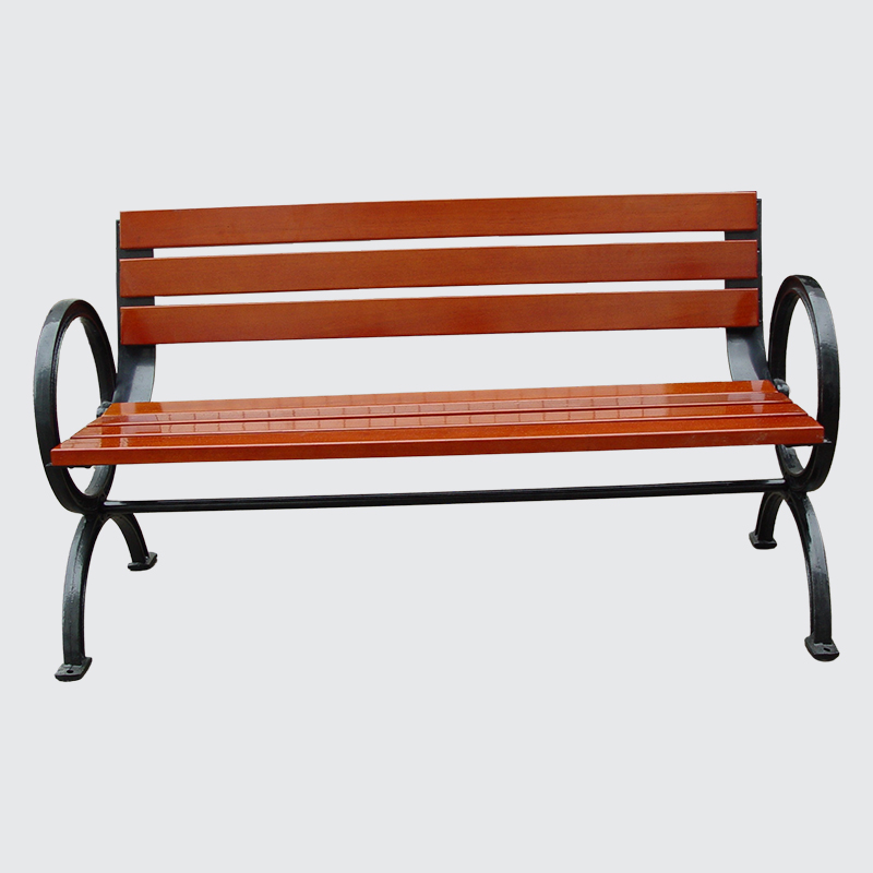 public wooden bench with back