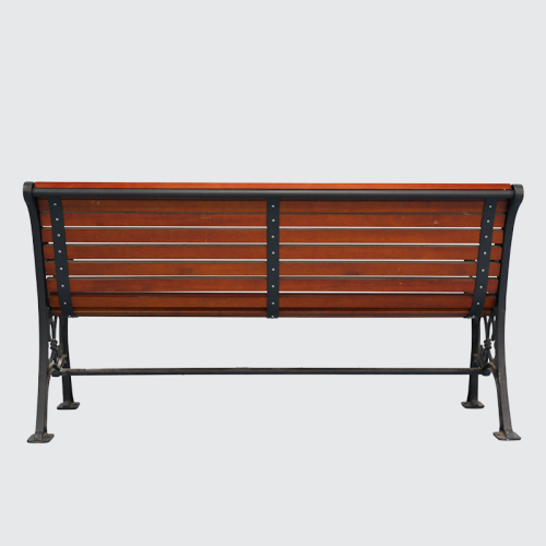 wooden patio bench with cast iron leg