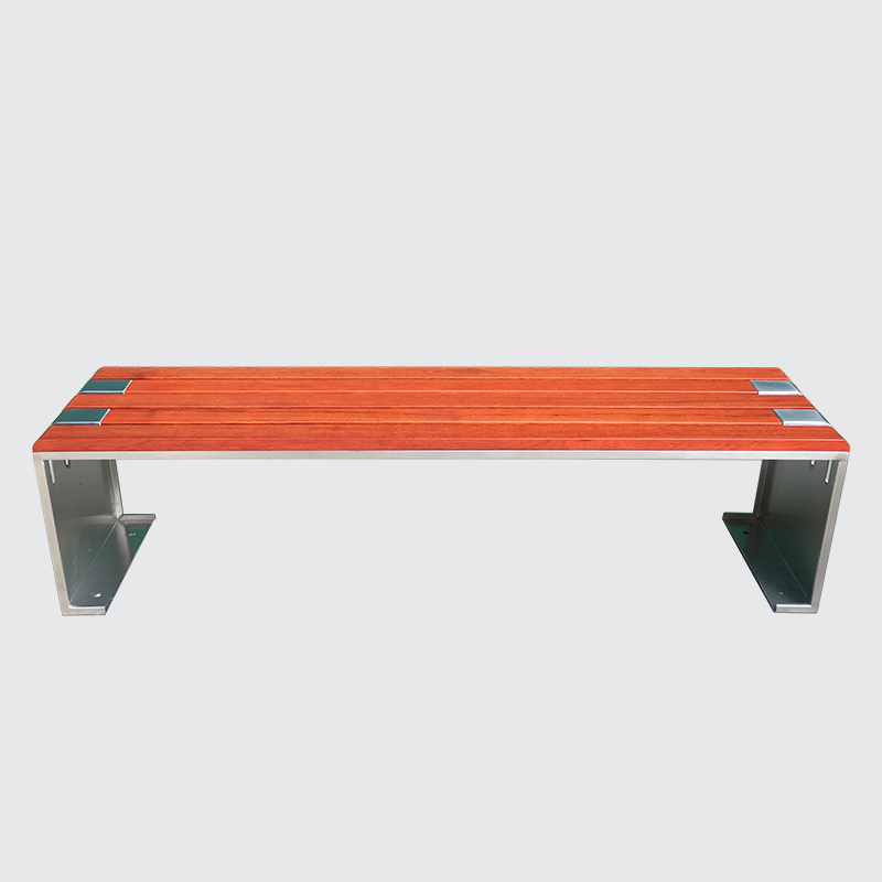 Design custom backless street park furniture wooden bench