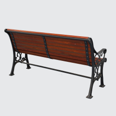 wooden patio bench with cast iron leg