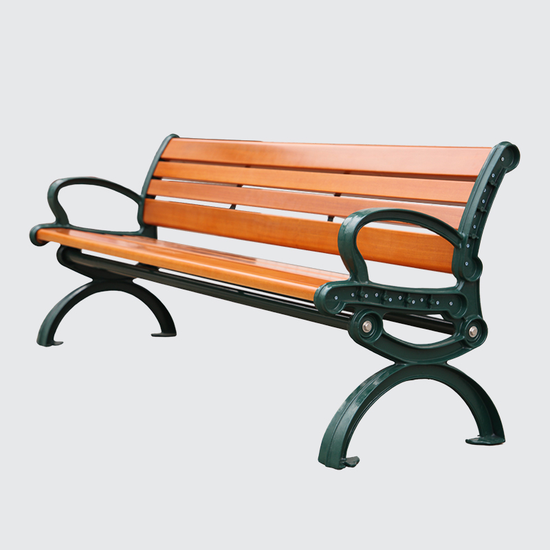 Outdoor long antique wood bench