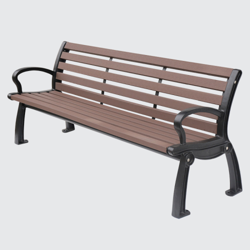 wood park bench with cast iron leg