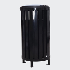 Outdoor round metal trash can