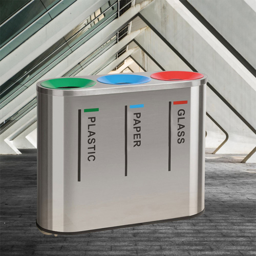 3 Compartment Trash Can Recycling Bin Paper Trash Bin Combination