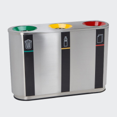 Campus stainless steel recycling bins