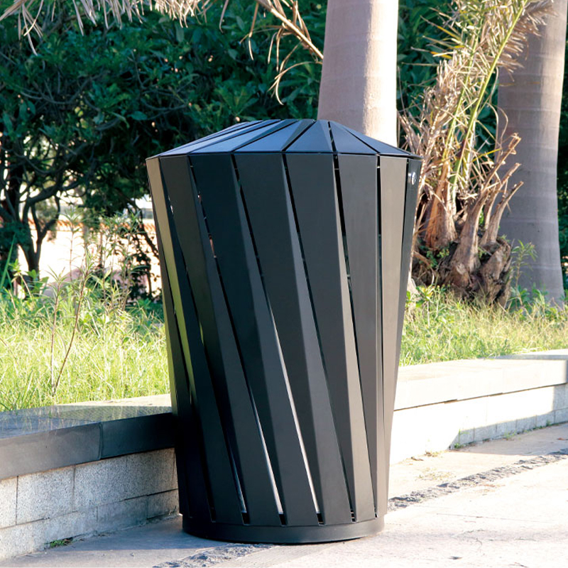 outdoor park steel round big trash cans