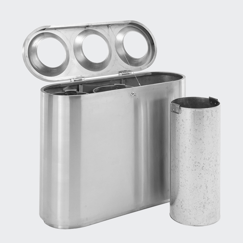 3 Sorting Stainless Steel Recycling Trash Bins