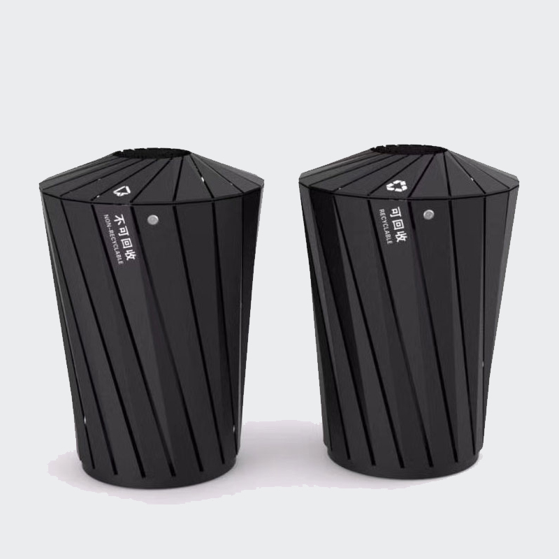 outdoor park steel round big trash cans