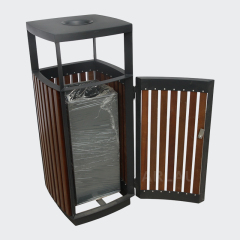 Outdoor Double Wooden Trash Can