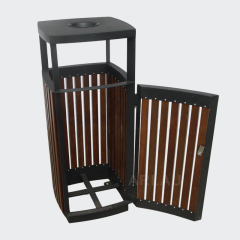 Outdoor Double Wooden Trash Can