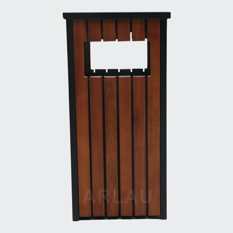 rectangular wood park trash cans