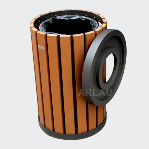 round wooden easy covered dustbin