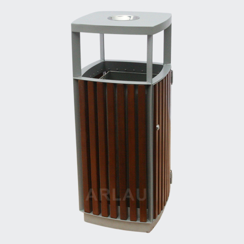 outdoor patio wood trash can