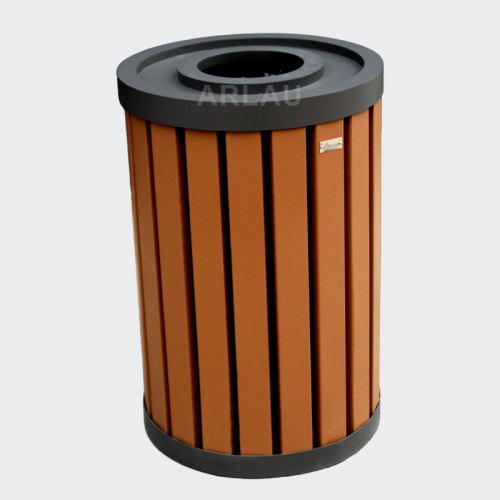 round wooden easy covered dustbin