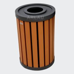 round wooden easy covered dustbin