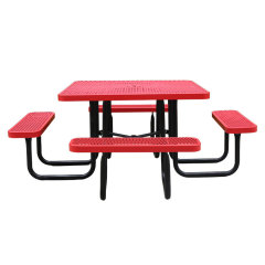 expanded metal portable square outdoor picnic table with bench