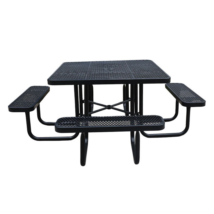 expanded metal portable square outdoor picnic table with bench