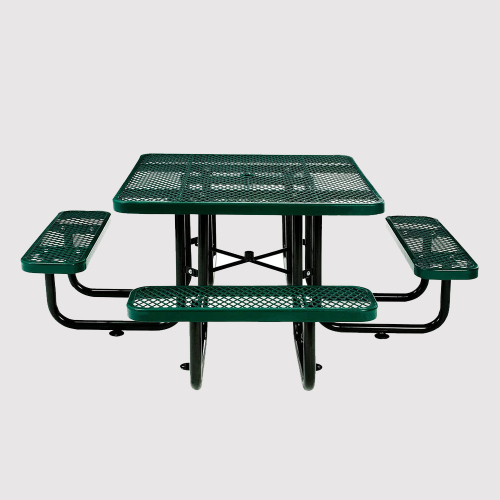 expanded metal portable square outdoor picnic table with bench