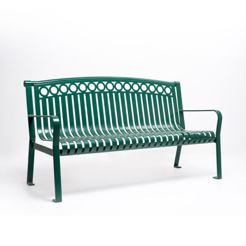 Commercial Park Bench With Curved Backrest - Carbon Steel Flat Steel Outdoor Furniture - Classic Park Bench