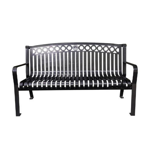 Commercial Park Bench With Curved Backrest - Carbon Steel Flat Steel Outdoor Furniture - Classic Park Bench