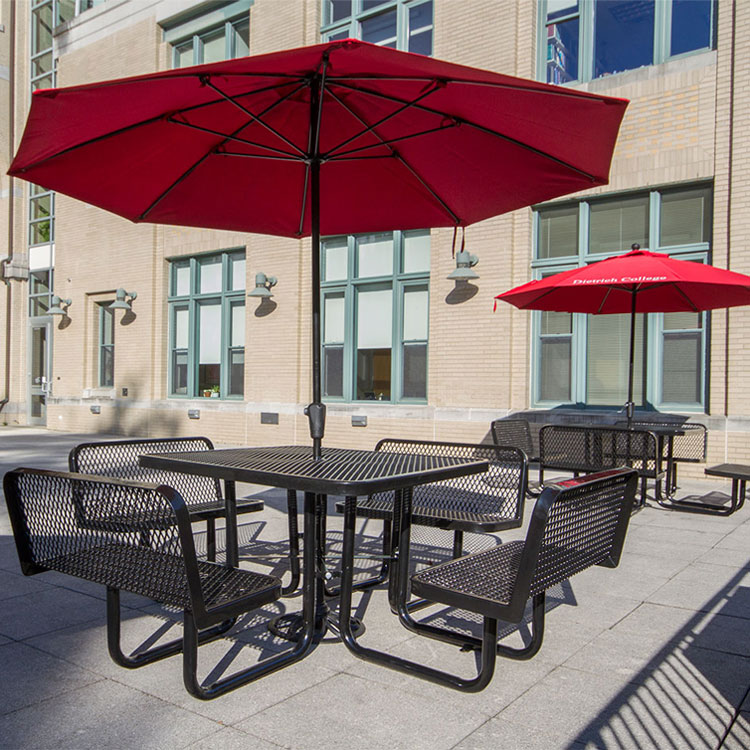 expanded metal square thermoplastic backrest picnic table