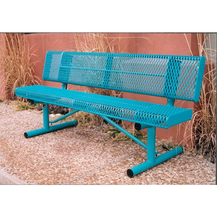 6ft Rolled Edge Thermoplastic Metal Bench with Backrest - To order
