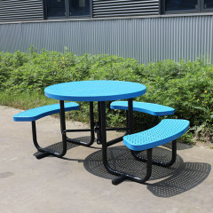 Accessible Round Thermoplastic Steel Picnic Table - School Picnic Table - Commercial Table