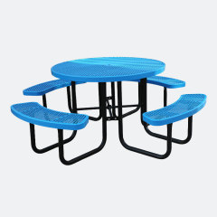 expanded metal round outdoor commercial picnic table