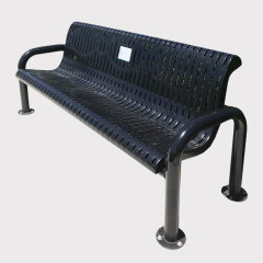 4' 6' 8' Metal Outdoor Bench with Backrest – Outdoor Furniture – Street Furniture