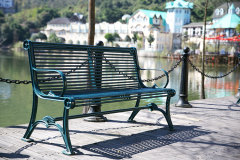 outdoor metal leisure white bench