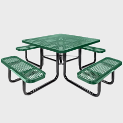 expanded metal round outdoor commercial picnic table