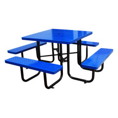 perforated metal outdoor square picnic table and benches