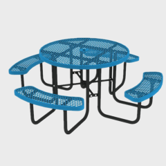 expanded metal round outdoor commercial picnic table