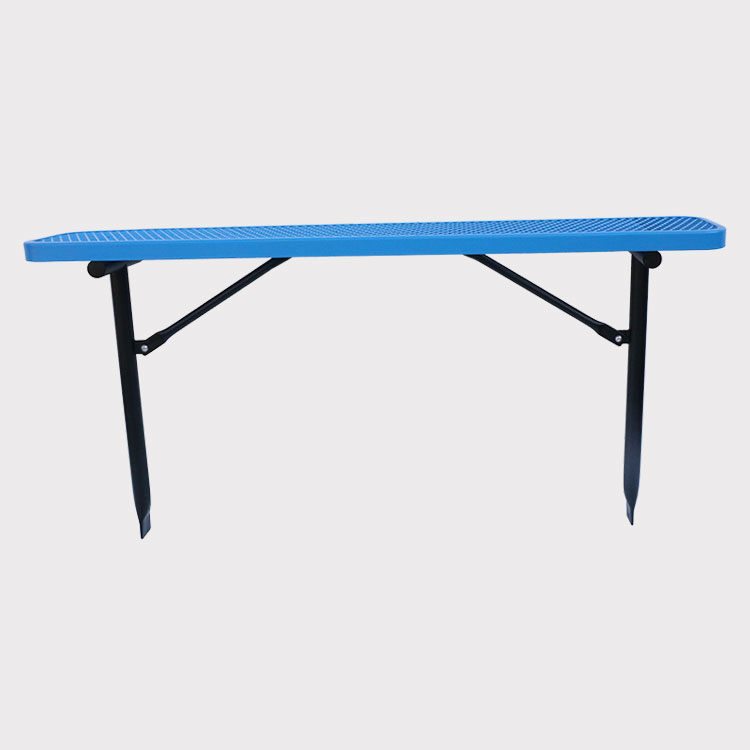 8-foot thermoplastic polyolefin coated backless base workbench metal park bench - pre embedded installation