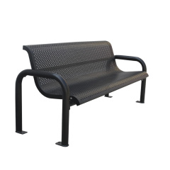 Outdoor Park perforated Metal Bench with Backrest