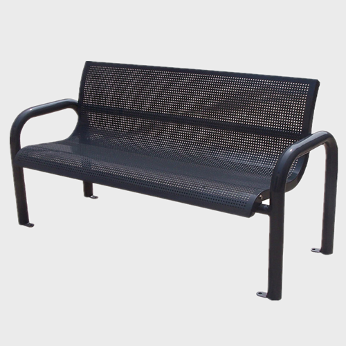 Outdoor Park perforated Metal Bench with Backrest