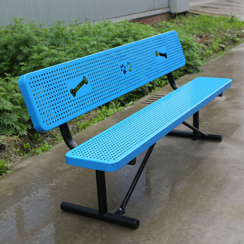 Outdoor park perforated metal bench